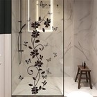 Black Flower Vine Butterfly Wall Stickers   Simplicity Floral Art Wall Decals
