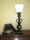 Large Vintage Black Gold Tole Toleware Urn Style Table Desk Bedroom Den Lamp