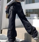 Women s Cotton Denim Jeans Straight Leg Multi Pockets Pants Motorcycle Trousers