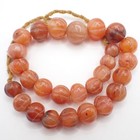 22  Strand Graduated Carved Tibetan Melon Agate Carnelian Stone Old Trade Beads