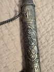 19th Century Antique Tibetan Silver Large 12  Prayer Scroll Holder With Chain
