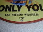 Vintage 1954 Smokey The Bear Forest Fires 12  Porcelain Metal Gasoline Oil Sign 