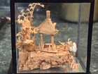 Vintage Hand Carved Chinese Miniature Diorama Shadow Cork Art Cranes