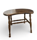 Antique Kidney Shaped Wooden Stool 17 5  Spindle Legs Vanity Bench Side Table