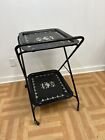 Vintage Serving Cart Folding Tea Utility Rolling Mid Century Modern Metal Bar 60