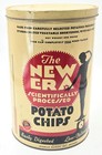    vtg 1940s New Era Potato Chip Tin Detroit Nicolay Dancey Advertising Can Nice 