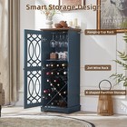 43  Blue Wine Bar Cabinet With Glass Doors Wine Rack Storage Shelf