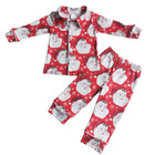 Kids Long Sleeve Santa Print Pajama Set 2pcs Christmas Sleepwear 
