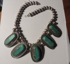 Massive Rare Older Turquoise    Silver  Native American Statement Necklace
