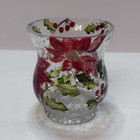 Yankee Candle Poinsettia Crackle Glass 3 5  Votive Candle Holder Holiday Decor