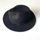 Wool Fedora Black Hat Felt Cap Jazz Classic Wide Brim Belt Buckle Church Cowboy
