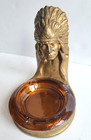 Antique Native American Indian Chief Jennings Brothers Bronze Figural Ashtray 