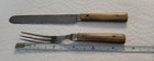 Antique Civil War Era Child  Three Prong Fork   Knife Bone Handle