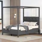 Canopy Platform Bed Frames With Headboard Full queen Size Upholstered Beds Gray