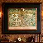 Vintage Blaeu Wall Map Gold Foil Metalled Print Framed 30x26 Nova Totius