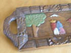 Exceptional Vintage Mexico Mexican Hand Carved Painted Folk Art Pictorial Tray 
