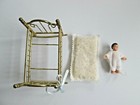 Vintage Town Square Miniature Toy Baby Doll 1993   Rocking Brass Cradle Crib