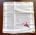 Vintage Christmas Hanky Hankie Embroidered Santa Kicking Up His Heels New W tag