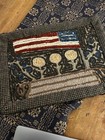 Primitive  american Flag And Flowers  Hooked Rug