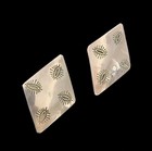 Vintage Taxco Mexico Hand Stamped Sterling Silver Diamond Earrings Tc-203