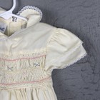 Vintage Polly Flinders Baby Girls Dress 2t Yellow  Floral Smocked Lace Trim