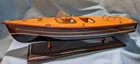 Vintage Chris Craft Style Wood Model Speed Boat  Double Cockpit   Stand