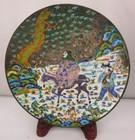 Pair Of Rare Qing Dynasty Chinese Cloisonne Plates W  Donkey  C  1850 Or Earlier