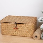 Wicker Shelf Baskets With Lid handwoven Seagrass Basket For Storage Basket Bins 