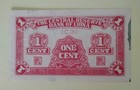 1940 China Central Bank Paper Money - One Cent Banknote 
