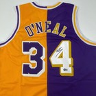 Autographed signed Shaquille Shaq O neal Los Angeles Split Jersey Bas Coa