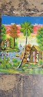 2 Nice Decorative Tropical Old Vintage Haiti Haitian Signed Oil Painting Lot