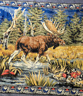 Large Vintage Antique Velvety Tapestry   Moose    Great Outdoors   72  X 48 