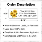 60 Return Address Labels Personalized Printed 3 4 X 2 1 4 Sunflowers
