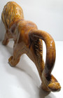 Vintage Ceramic Lion Figurine Statue 19  Long Butterscotch Brown Glazed Usa