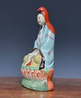 Antique Chinese Porcelain Guanyin Figure Famille Rose Late Qing Republic