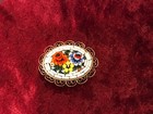 Beautiful Vintage Italian Micro Mosaic Flower Floral Brooch Pin