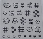 Kawaii Japanese Nail Sticker Cute Doodle Cat Heart Nail Art Decal