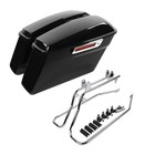 Black Saddlebags Chrome Brackets Carpet Liners For Harley Softail 1984-2017