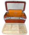 Vintage Samsonite Silhouette Hard Shell Orange Train Cosmetic travel Case No Key