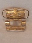 Vntg Marked Japan Lipstick Holder And Mirror Lipview Case Gold-tone Floral