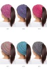 C c Four Tone Beanietail Ponytail Messy Bun Solid Ribbed Beanie Hat
