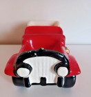 Vtg Ceramic Antique Car Red  Gold  Black Convertible Buggy Trinket Dish Japan