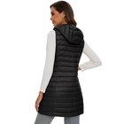 Long Puffer Vest With Hood Lightweight Down Vest Women Sleeveless Puffer Jack   