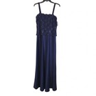 Alex Evenings Womens Dress Size 6 Blue Lace Sequin Chiffon Cocktail Gown New