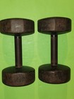 Pair Of Vintage York Round Head Dumbbells 25 Lb Usa Stamped Nice Condition