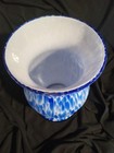 Vintage Cobalt Blue white Glass  Momo Poland Handmade Vase