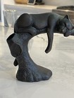 Vintage Panther Cat On Tree Branch Levenger Cast Bronze Pen Holder