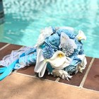 Real Touch Calla Lily Dahlia Bridal Bouquets Crystal Light Blue Ribbon Beach    
