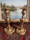 Antique Brass Victorian Art Nouveau Elegant Candlesticks Candle Holder Vintage