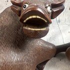 Pair Of Antique Chinese Carved Wood Water Buffalo Ox Children Statues Heavy 